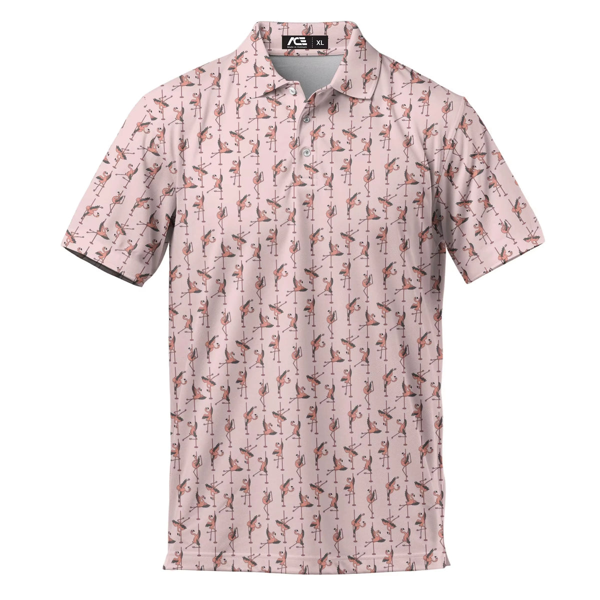 Funny Pink Flamingo Golf Polo Shirts