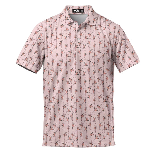 Funny Pink Flamingo Golf Polo Shirts