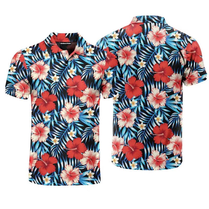 Floral Pattern Men's Golf Polo Shirt
